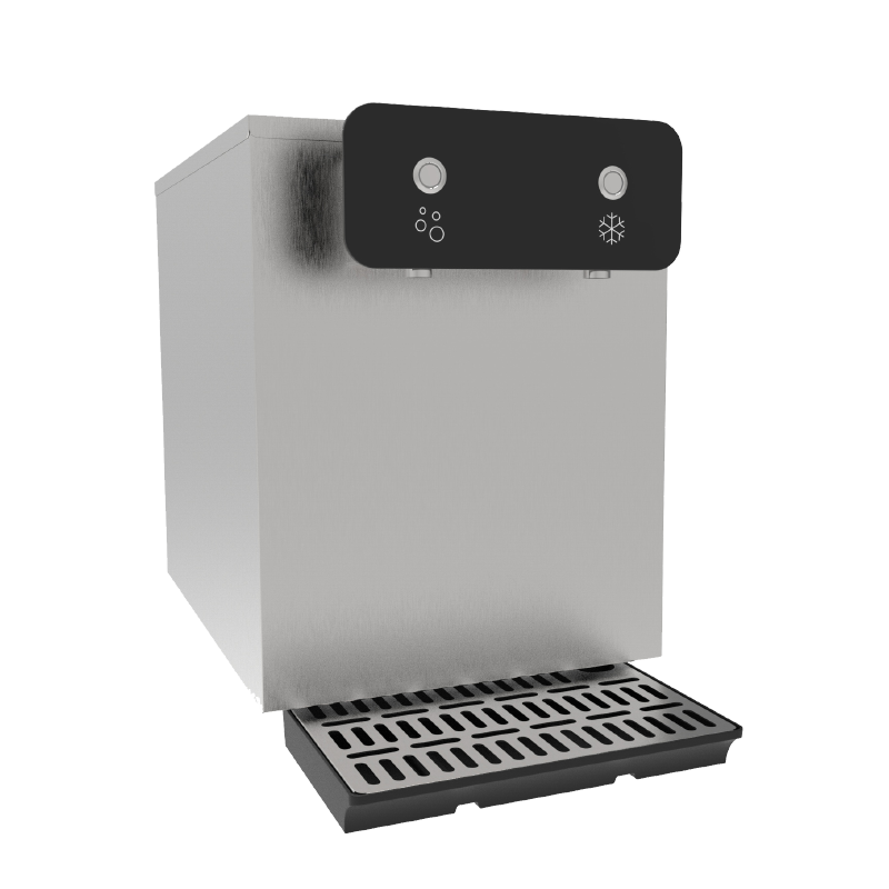 2 boutons comptoir un distributeur d'eau étincelant 